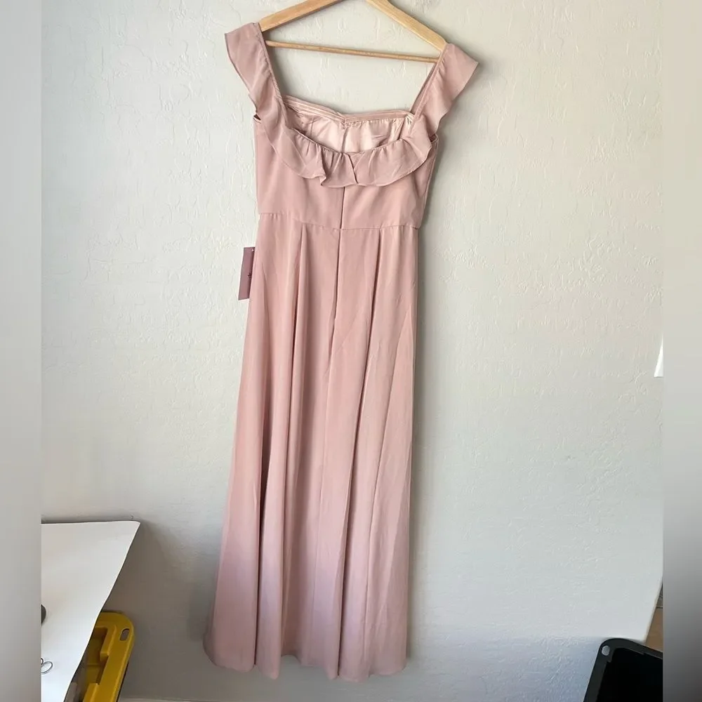 BHLDN Macau Ruffle Sleeve Apricot Bridesmaid Dress Pink Size 4 NEW NWT